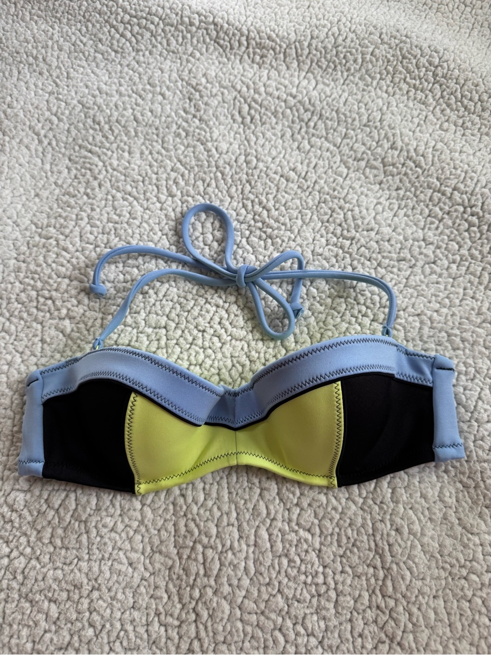 Victoria's Secret Light Blue, Lime & Black Bandeau Bikini Top